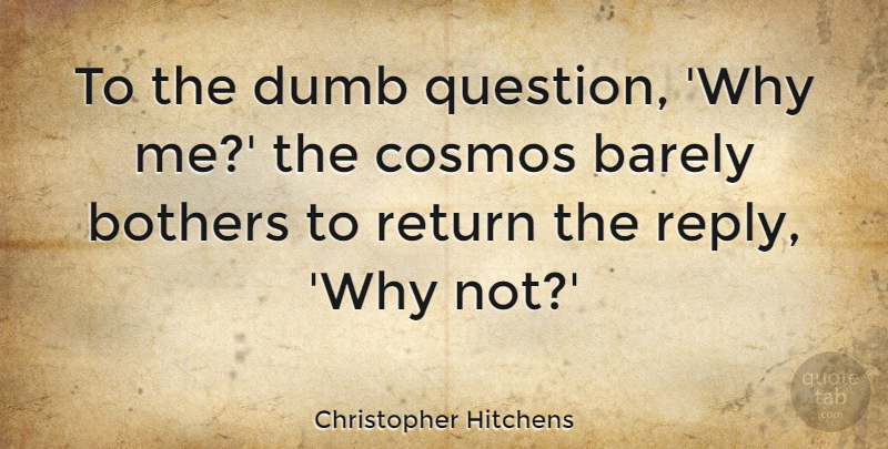 Christopher Hitchens Quote About Dumb, Why Not, Return: To The Dumb Question Why...