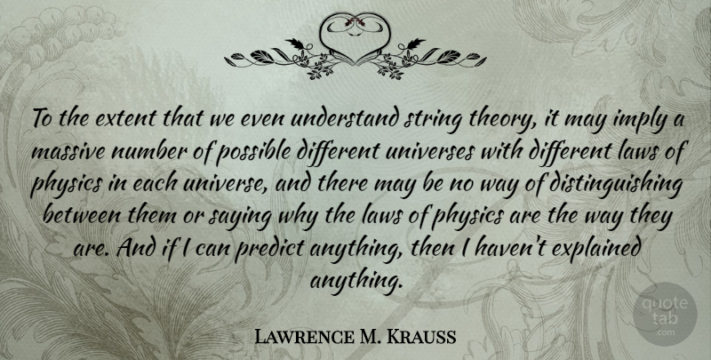 Lawrence M. Krauss Quote About Explained, Extent, Imply, Massive, Number: To The Extent That We...