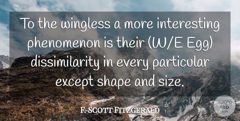 F. Scott Fitzgerald Quote About Except, Particular, Phenomenon, Shape: To The Wingless A More...
