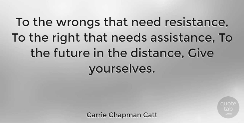 Carrie Chapman Catt Quote About American Activist, Future, Needs, Wrongs: To The Wrongs That Need...