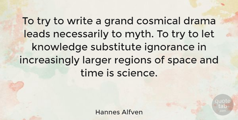 Hannes Alfven Quote About Drama, Ignorance, Writing: To Try To Write A...