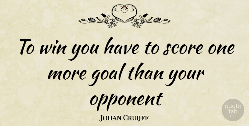 Johan Cruijff Quote About Teamwork, Winning, Goal: To Win You Have To...