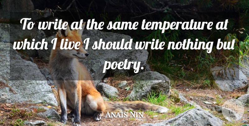 Anais Nin Quote About Writing, Temperature, Should: To Write At The Same...