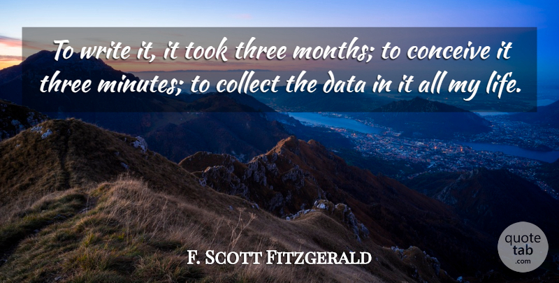 F. Scott Fitzgerald Quote About Writing, Data, Research: To Write It It Took...