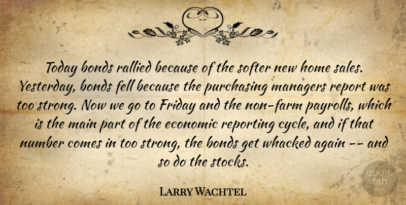 Larry Wachtel Quote About Again, Bonds, Economic, Fell, Friday: Today Bonds Rallied Because Of...