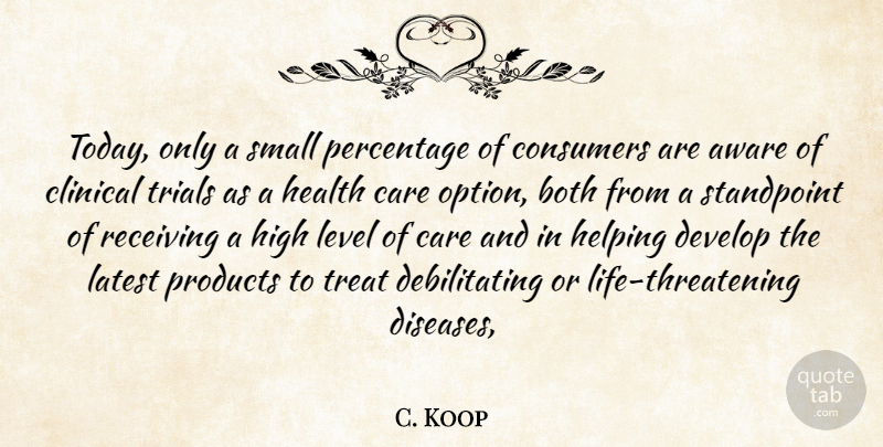 C. Koop Quote About Aware, Both, Care, Clinical, Consumers: Today Only A Small Percentage...