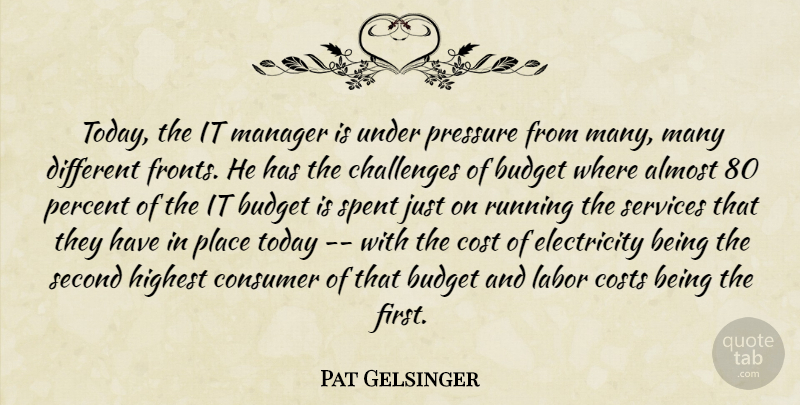 Pat Gelsinger Quote About Almost, Budget, Challenges, Consumer, Cost: Today The It Manager Is...