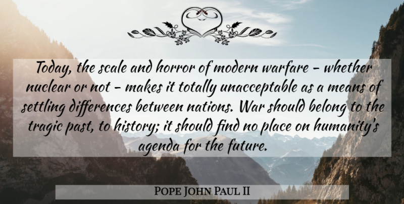 Pope John Paul II Quote About War, Mean, Past: Today The Scale And Horror...