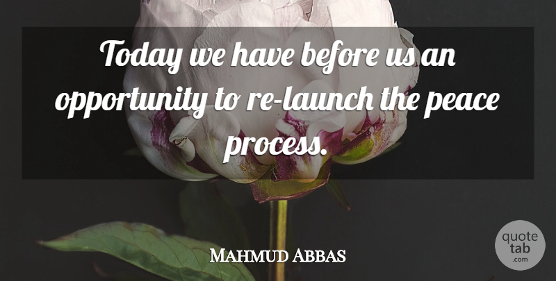 Mahmud Abbas Quote About Opportunity, Peace, Today: Today We Have Before Us...