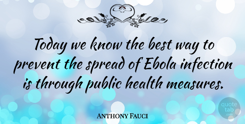 Anthony Fauci Quote About Ebola, Today, Way: Today We Know The Best...