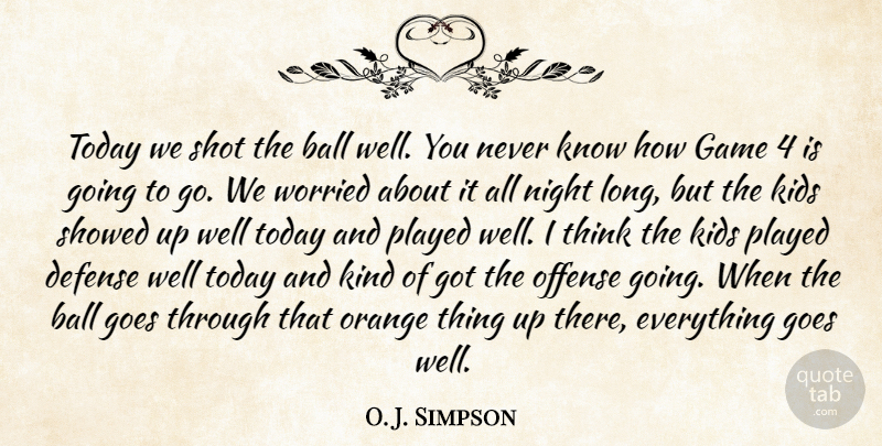 O. J. Simpson Quote About Ball, Defense, Game, Goes, Kids: Today We Shot The Ball...