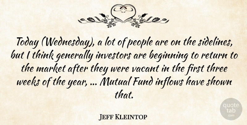 Jeff Kleintop Quote About Beginning, Fund, Generally, Investors, Market: Today Wednesday A Lot Of...