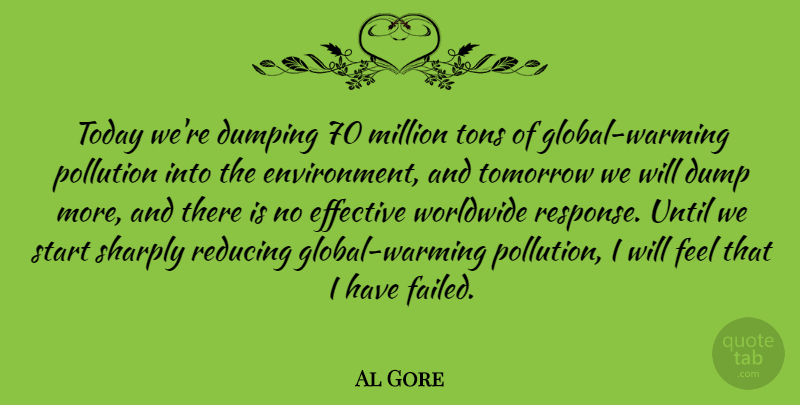Al Gore Quote About Air Quality, Today, Environmental Pollution: Today Were Dumping 70 Million...