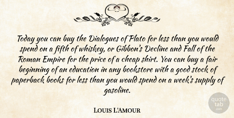 Louis L'Amour Quote About Plato, Book, Fall: Today You Can Buy The...