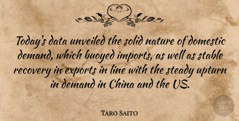 Taro Saito Quote About China, Data, Demand, Domestic, Exports: Todays Data Unveiled The Solid...