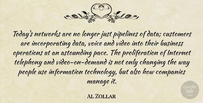 Al Zollar Quote About Astounding, Business, Changing, Companies, Customers: Todays Networks Are No Longer...