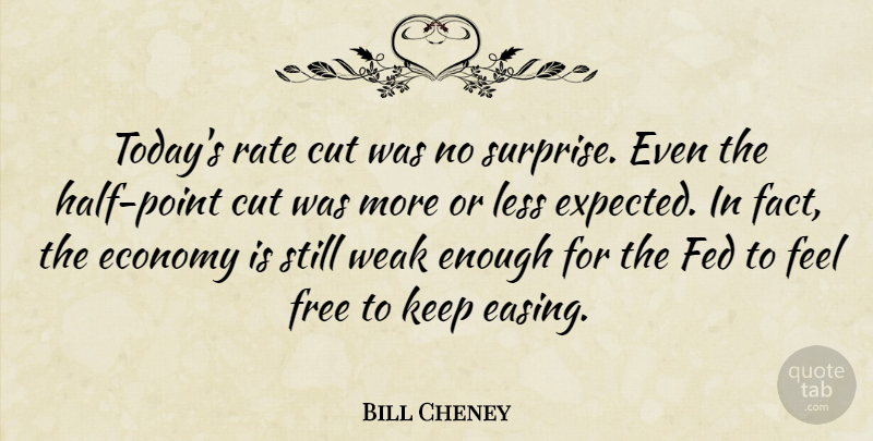 Bill Cheney Quote About Cut, Economy, Fed, Free, Less: Todays Rate Cut Was No...