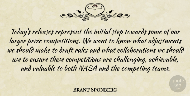 Brant Sponberg Quote About Both, Competing, Draft, Ensure, Initial: Todays Releases Represent The Initial...