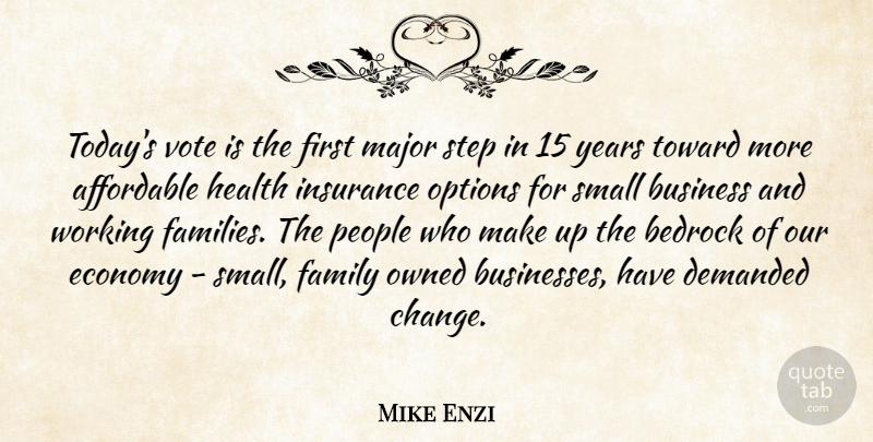 Mike Enzi Quote About Affordable, Bedrock, Business, Demanded, Economy: Todays Vote Is The First...