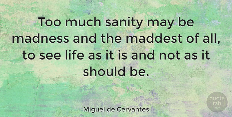 Miguel de Cervantes Quote About Inspirational, Life, Hope: Too Much Sanity May Be...