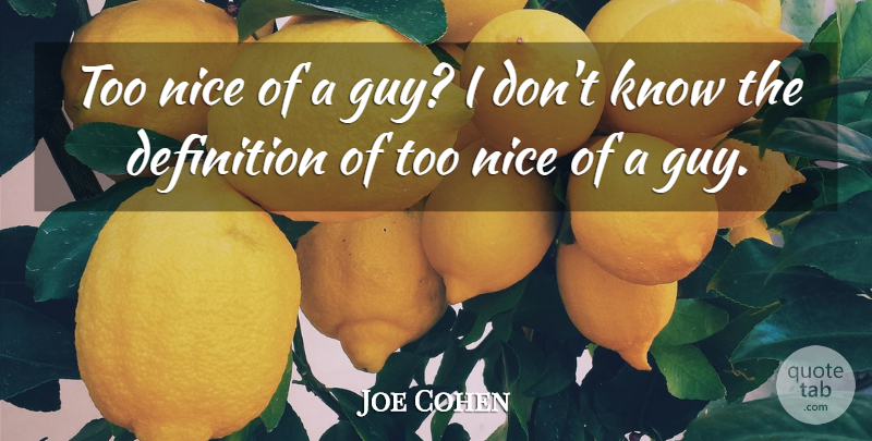 Joe Cohen Quote About Definition, Nice: Too Nice Of A Guy...