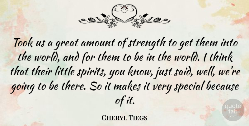 Cheryl Tiegs Quote About Amount, Great, Strength, Took: Took Us A Great Amount...