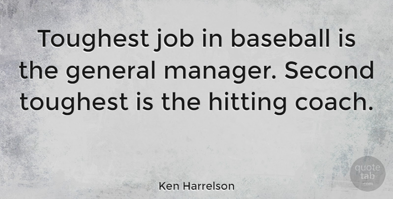 Ken Harrelson Quote About Baseball, Jobs, Hitting: Toughest Job In Baseball Is...