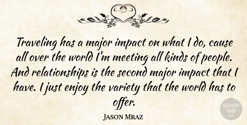Jason Mraz Quote About Impact, People, World: Traveling Has A Major Impact...