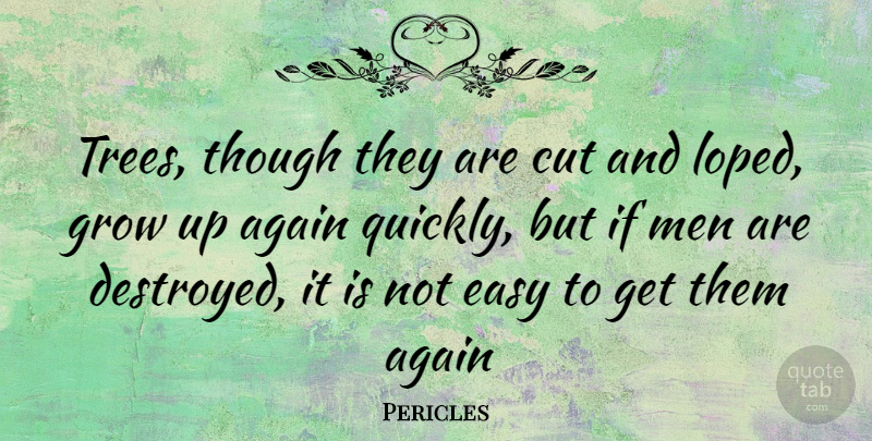 Pericles Quote About Growing Up, Cutting, Men: Trees Though They Are Cut...