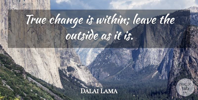 Dalai Lama Quote About Spiritual, Buddhist, Positive Thinking: True Change Is Within Leave...