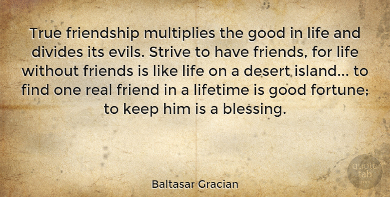 Baltasar Gracian Quote About Inspirational, Friendship, Thankful: True Friendship Multiplies The Good...