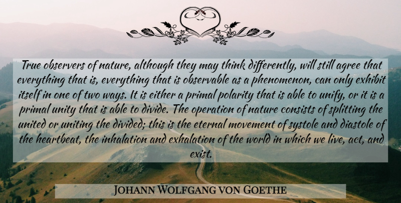 Johann Wolfgang von Goethe Quote About Heart, Thinking, Two: True Observers Of Nature Although...