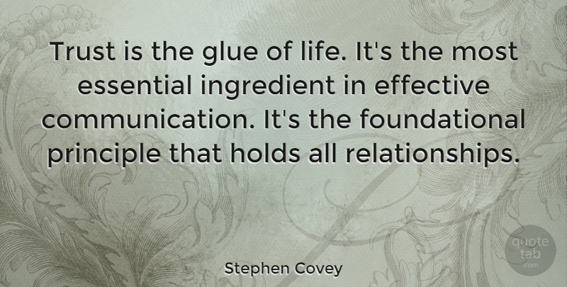 Stephen Covey Quote About Relationship, Trust, Boyfriend: Trust Is The Glue Of...