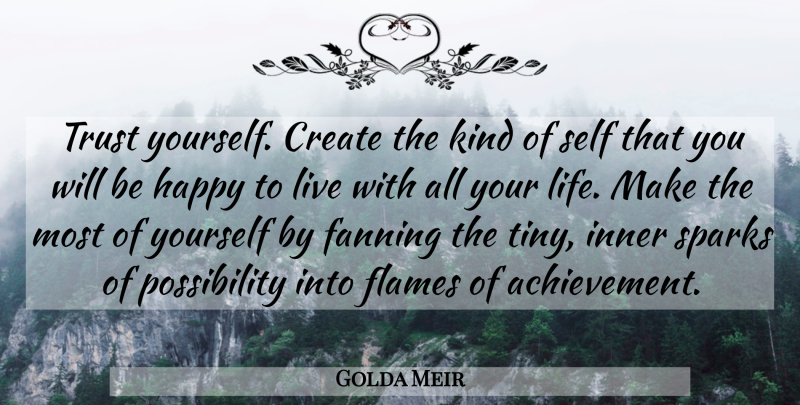 Golda Meir Quote About Motivational, Happiness, Trust: Trust Yourself Create The Kind...