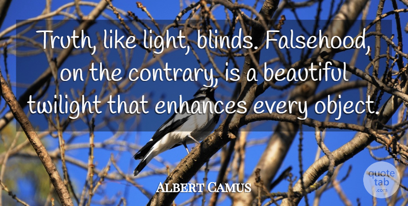 Albert Camus Quote About Beautiful, Truth, Honesty: Truth Like Light Blinds Falsehood...