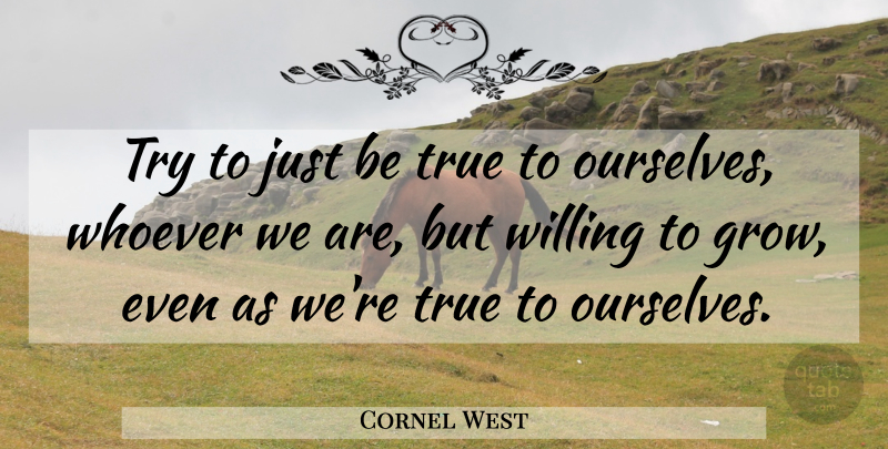 Cornel West Quote About Trying, Being True, Grows: Try To Just Be True...