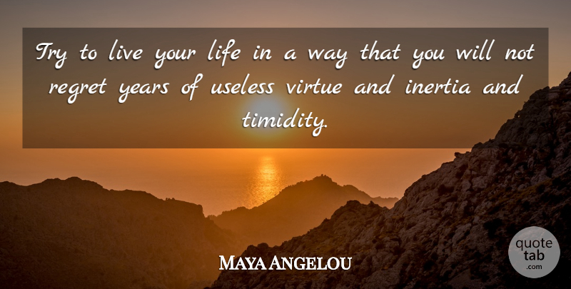 Maya Angelou Quote About Regret, Years, Live Your Life: Try To Live Your Life...