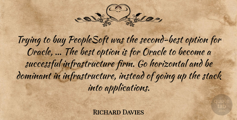 Richard Davies Quote About Best, Buy, Dominant, Horizontal, Instead: Trying To Buy Peoplesoft Was...