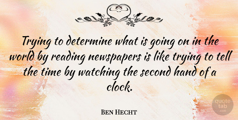 Ben Hecht Quote About Time, Business, Reading: Trying To Determine What Is...