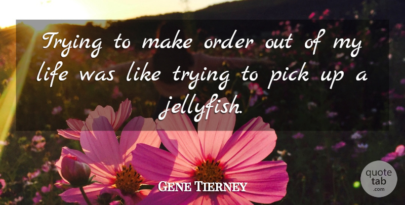 Gene Tierney Quote About Order, Trying, Jellyfish: Trying To Make Order Out...