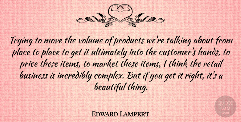 Edward Lampert Quote About Business, Incredibly, Market, Move, Price: Trying To Move The Volume...