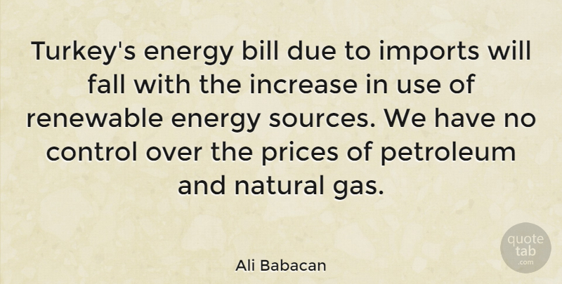 Ali Babacan Quote About Bill, Due, Imports, Increase, Natural: Turkeys Energy Bill Due To...