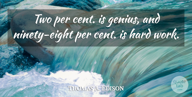 Thomas A. Edison Quote About Hard Work, Science, Ninety Nine: Two Per Cent Is Genius...