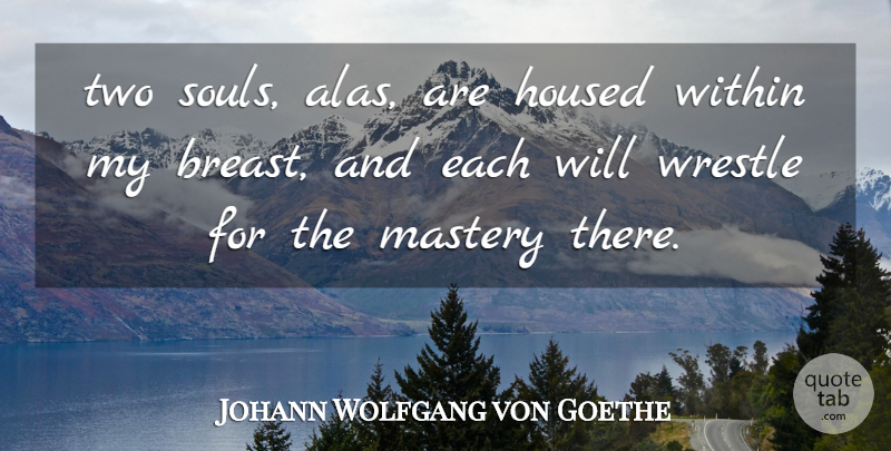 Johann Wolfgang von Goethe Quote About Two, Soul, Mastery: Two Souls Alas Are Housed...