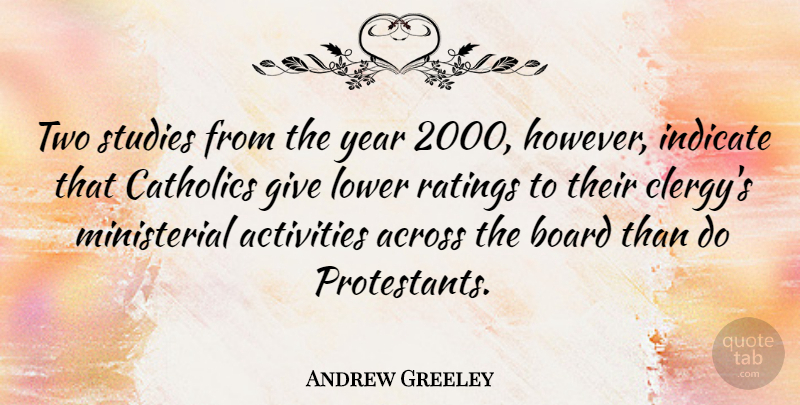 Andrew Greeley Quote About Across, Board, Indicate, Lower, Ratings: Two Studies From The Year...