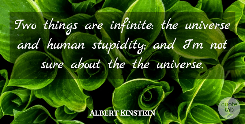 Albert Einstein Quote About Einstein, Human, Sure, Universe: Two Things Are Infinite The...