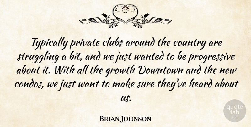 Brian Johnson Quote About Clubs, Country, Downtown, Growth, Heard: Typically Private Clubs Around The...