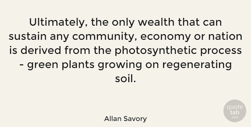 Allan Savory Quote About Green Plants, Plants Growing, Community: Ultimately The Only Wealth That...