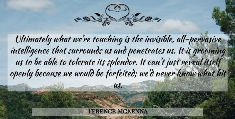 Terence McKenna Quote About Touching, Able, Splendor: Ultimately What Were Touching Is...
