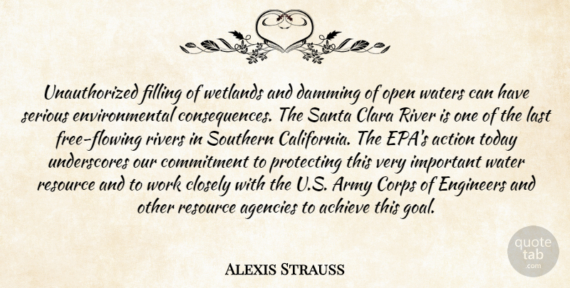 Alexis Strauss Quote About Achieve, Action, Agencies, Army, Closely: Unauthorized Filling Of Wetlands And...
